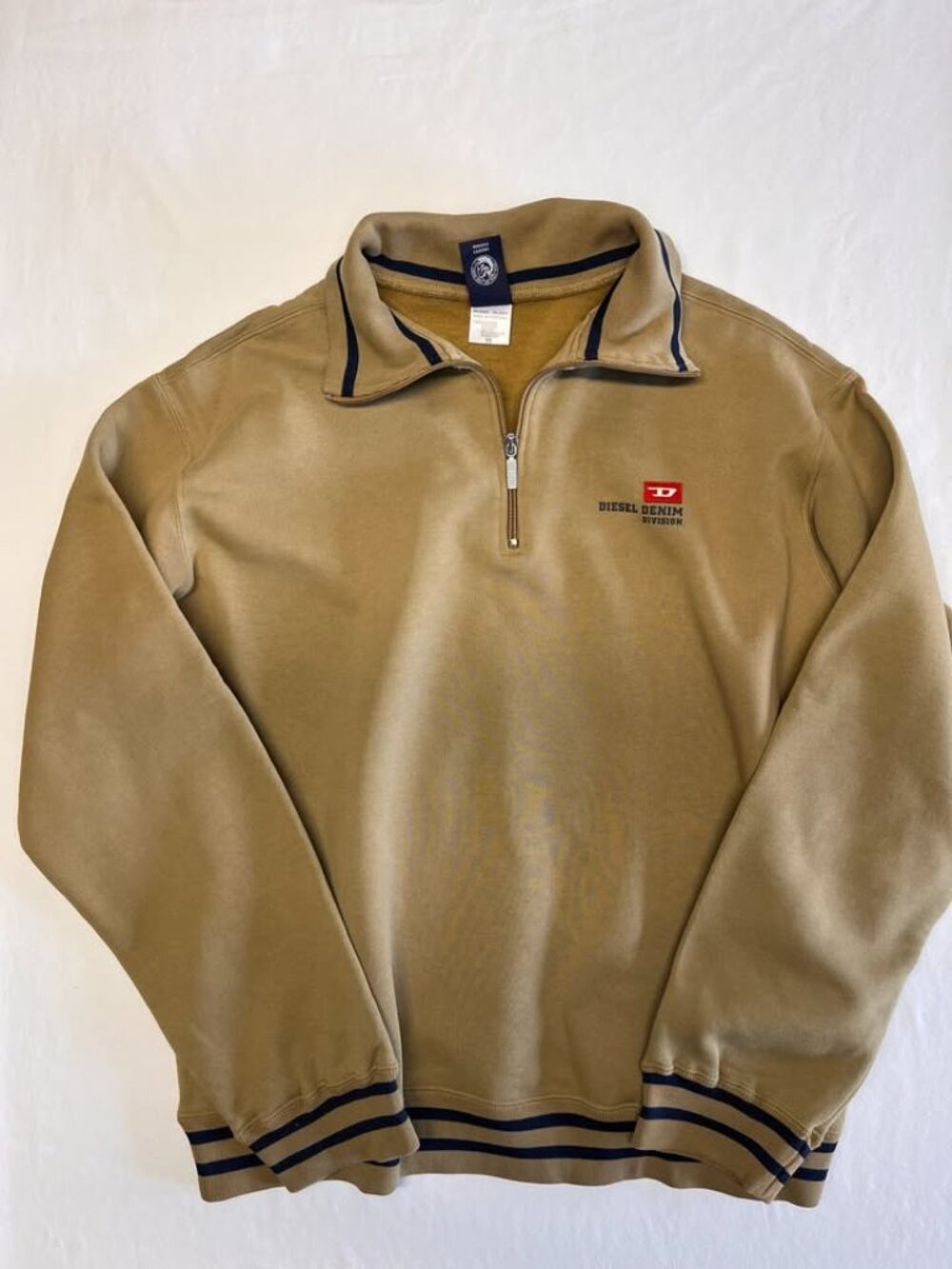 Vintage Diesel Denim Division Quarter Zip Sweatshirt Camel - Men's Large
